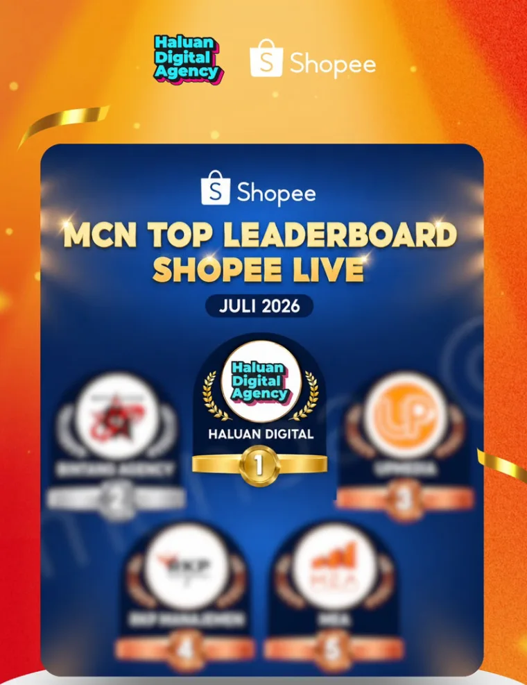 Shopee Live MCN Top Leaderboard, July 2026 — Haluan Digital Agency ranked No.1